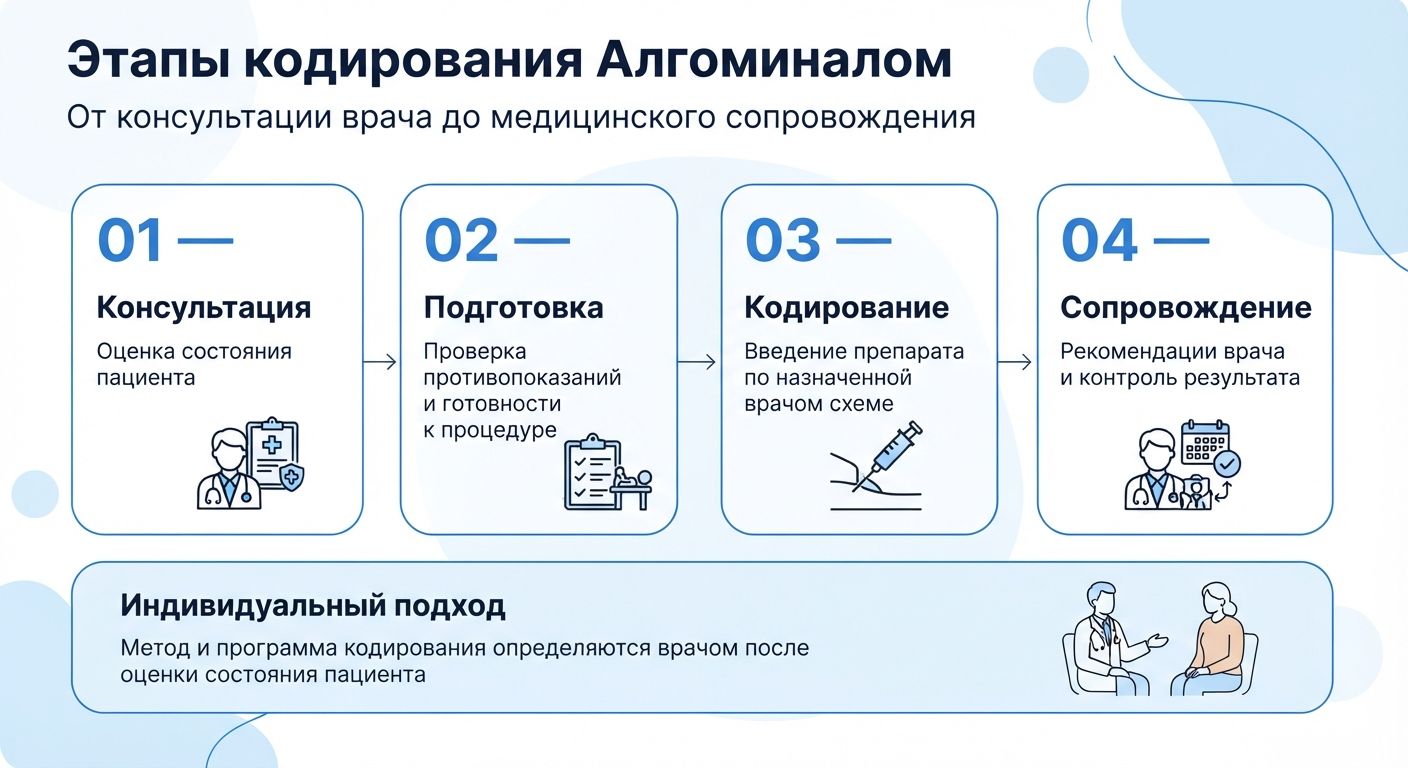 Кодирование препаратом «Алгоминал» в Боровичах инфографика